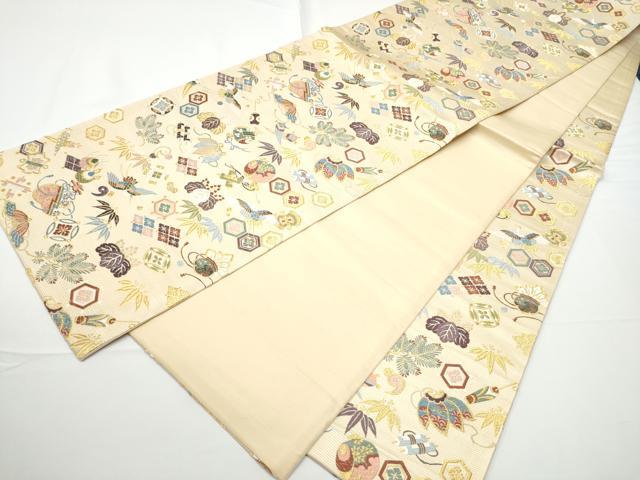 平和屋着物●西陣の老舗 1782年創業 山下織物 六通柄袋帯 唐織 招服宝尽くし 金糸 証紙付き 正絹 逸品 CABE0199hy
