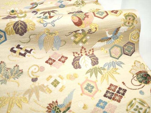 平和屋着物●西陣の老舗 1782年創業 山下織物 六通柄袋帯 唐織 招服宝尽くし 金糸 証紙付き 正絹 逸品 CABE0199hy