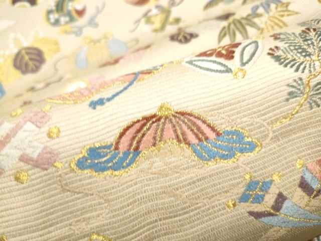 平和屋着物●西陣の老舗 1782年創業 山下織物 六通柄袋帯 唐織 招服宝尽くし 金糸 証紙付き 正絹 逸品 CABE0199hy