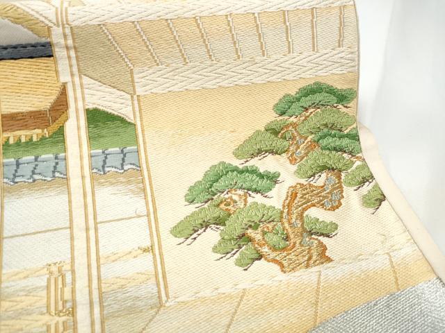 平和屋着物●銀座 志ま亀 六通柄袋帯 唐織 風景枝松文 金銀糸 たとう紙付き 正絹 逸品 CABE0323hy