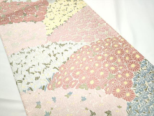 平和屋着物●六通柄袋帯 唐織 草花尽くし 正絹 逸品 CABE0341hy