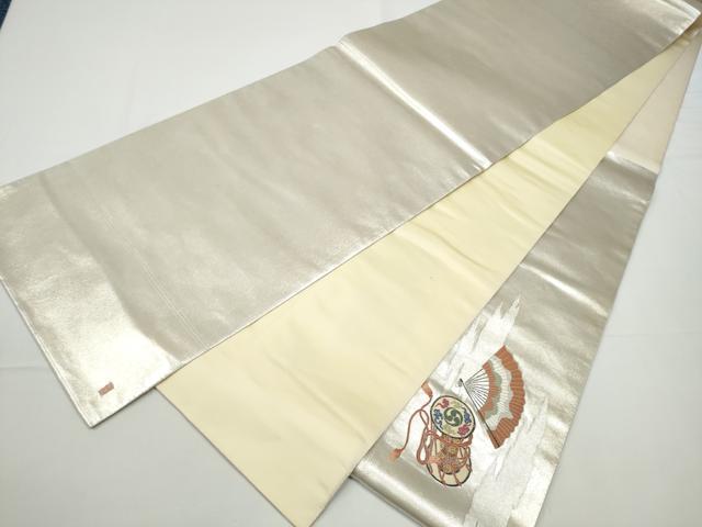 平和屋着物●西陣 長嶋成織物 ながしま帯 加賀友禅の巨匠 初代 由水十久 太鼓柄袋帯 隆達小歌 泥銀錦 正絹 逸品 CABE0344hy