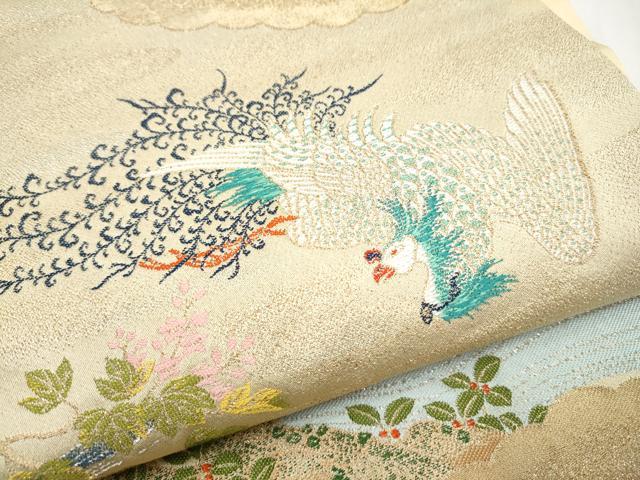 平和屋着物●龍村晋謹製 六通柄袋帯 流水鳳凰花文 金銀糸 正絹 逸品 CABE0346hy