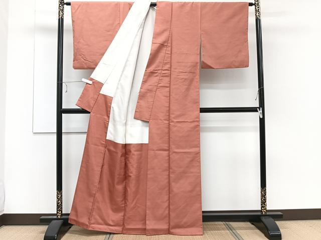 平和屋着物■上質な紬 薄緋色 正絹 逸品 CABE0408xi