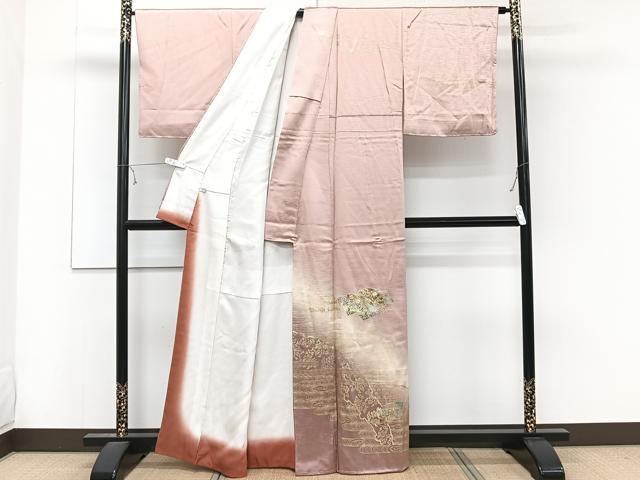 平和屋着物■訪問着 地紙花文 暈し染め 金彩 正絹 逸品 CABE0411xi