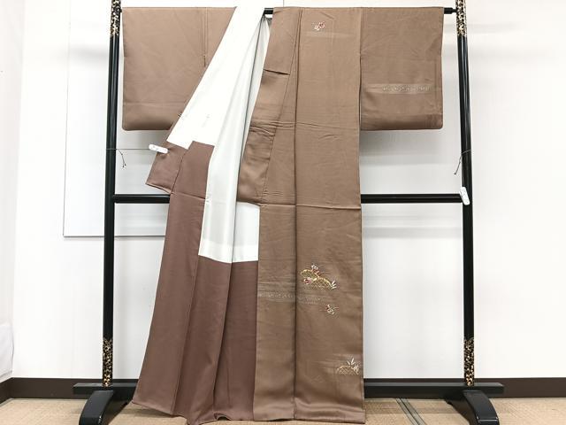 平和屋着物■訪問着 駒刺繍 籬草花文 銀彩 正絹 逸品 CABE0413xi