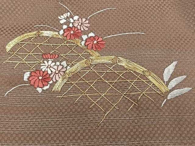 平和屋着物■訪問着 駒刺繍 籬草花文 銀彩 正絹 逸品 CABE0413xi
