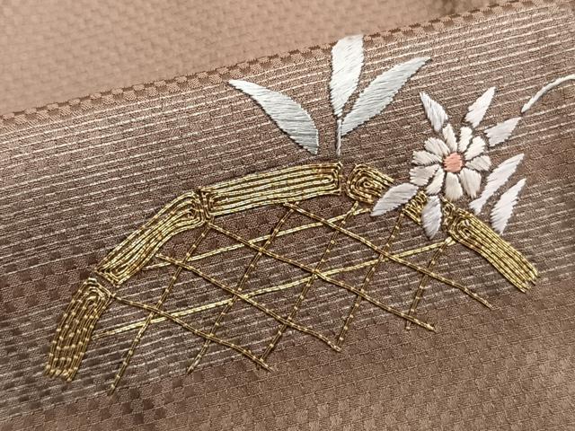 平和屋着物■訪問着 駒刺繍 籬草花文 銀彩 正絹 逸品 CABE0413xi