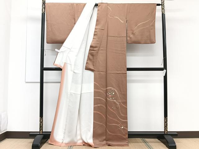平和屋着物■訪問着 刺繍 鬘帯草花文 金彩 正絹 逸品 CABE0416xi