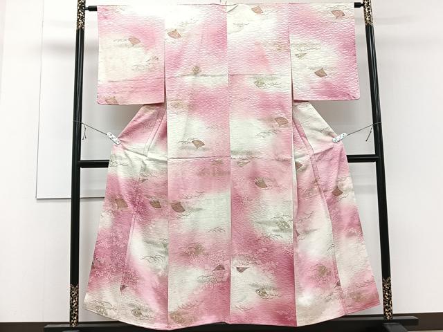 平和屋着物■上質な小紋 扇芝文 暈し染め 金彩 正絹 逸品 CABE0434xi