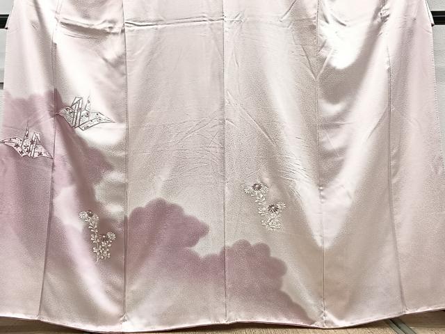 平和屋着物■訪問着 刺繍 雲取り折鶴花文 正絹 逸品 CABE0441xi