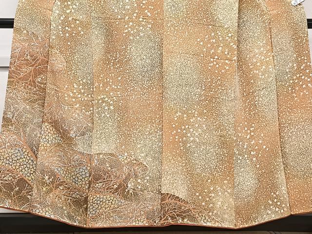 平和屋着物■訪問着 枝花文 たたき染め 鬼しぼ縮緬 正絹 逸品 CABE0451xi