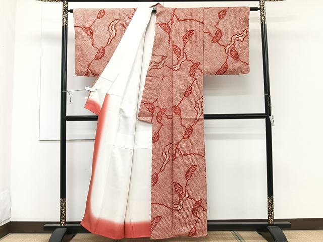 平和屋着物■大変加工の良い総絞り小紋 舞扇地紋 正絹 逸品 CABE0480xi