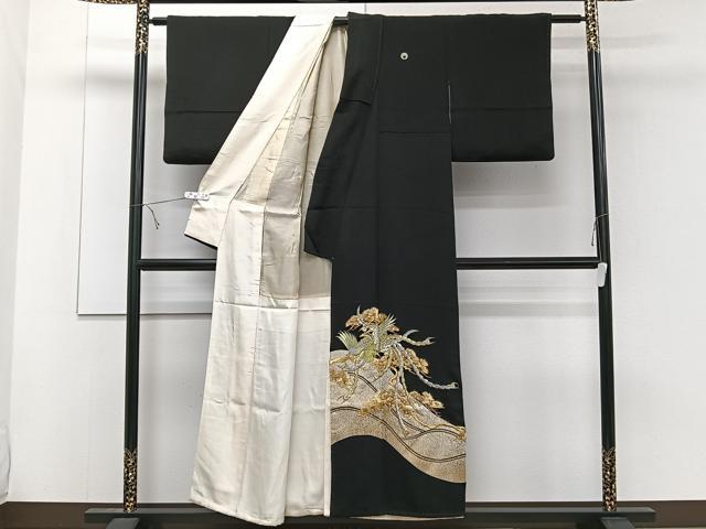 平和屋着物■豪華黒留袖 鳳凰枝松文 金銀彩 正絹 逸品 CABE0517xi
