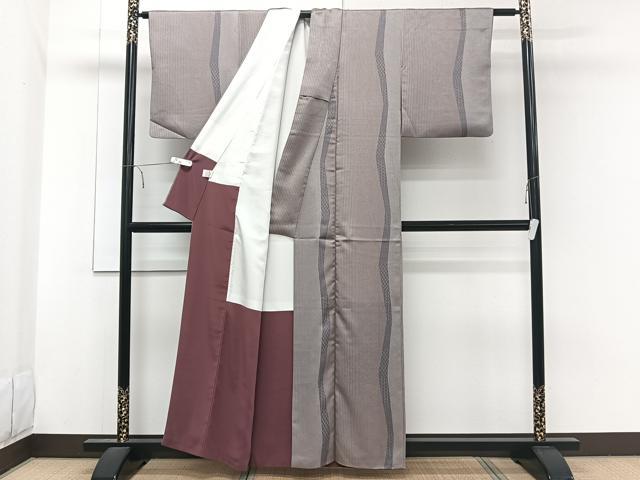 平和屋着物■上質な小紋 よろけ縞 正絹 逸品 CABE0579xi