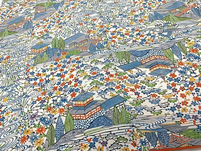 平和屋着物■上質な小紋 型染め 流水風景文 松竹梅 正絹 逸品 CABE0601xi
