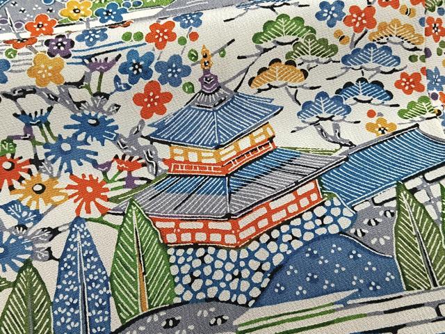 平和屋着物■上質な小紋 型染め 流水風景文 松竹梅 正絹 逸品 CABE0601xi