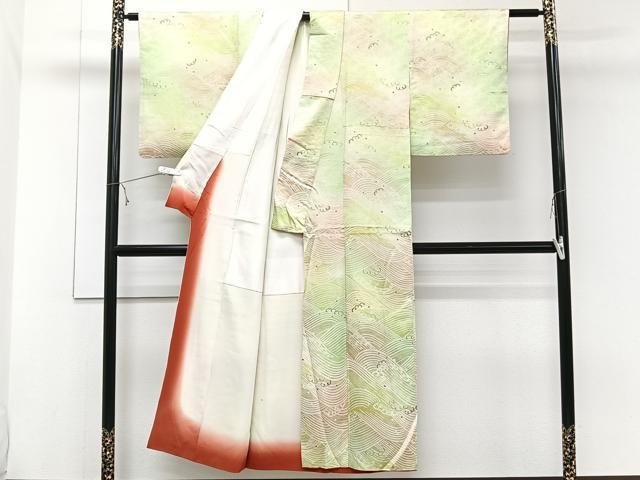 平和屋着物■上質な小紋 立波文 暈し染め 正絹 逸品 CABE0625xi