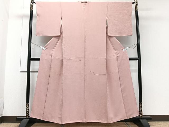 平和屋着物■上質な色無地 舞芝地紋 珊瑚色 正絹 逸品 CABE0653xi