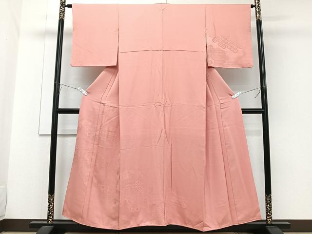 平和屋着物■無地絵訪問着 雲取り七宝地紋 薄紅色 正絹 逸品 CABE0658xi