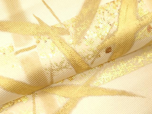 平和屋着物▼太鼓柄袋帯 刺繍 笹竹紋 金彩 正絹 逸品 CABE0856vf
