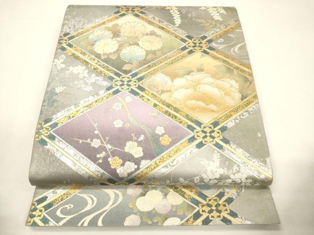 平和屋着物●金彩友禅 卓越技能者・名工・和田光正 太鼓柄袋帯 菱花文 金銀彩 引箔 正絹 逸品 CABE1252ak
