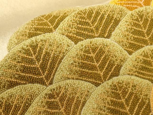 平和屋着物▼中国三大刺繍 総相良刺繍 太鼓柄袋帯 松文 正絹 逸品 CABE1343ak