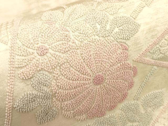 平和屋着物▼中国三大刺繍 総相良刺繍 太鼓柄袋帯 色紙重ね花文 正絹 逸品 CABE1453ak