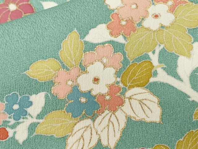 平和屋着物■上質な小紋 刺繍 草花文 銀彩 正絹 逸品 CABE1619ev