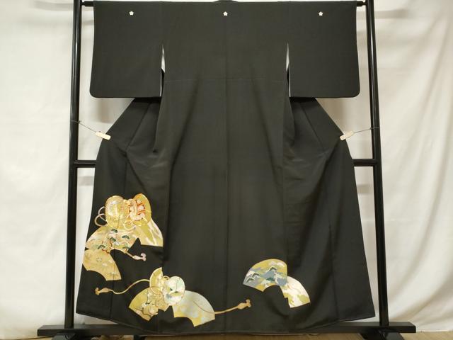 平和屋着物■豪華黒留袖 駒刺繍 鼓 飛鶴松花文 金彩 正絹 逸品 CABE1680ev