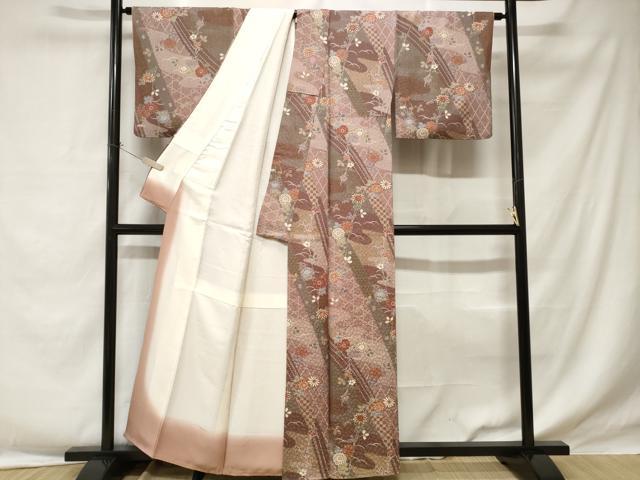 平和屋着物■上質な小紋 芝草枝花文 金彩 正絹 逸品 CABE1743ev