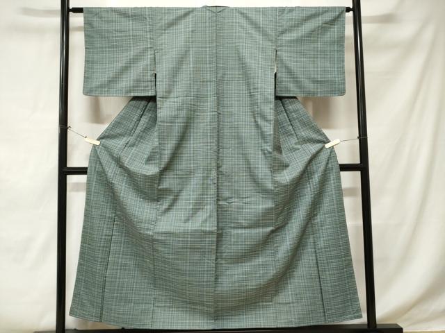 平和屋着物■上質な紬 格子 正絹 逸品 未使用 CABE1754ev