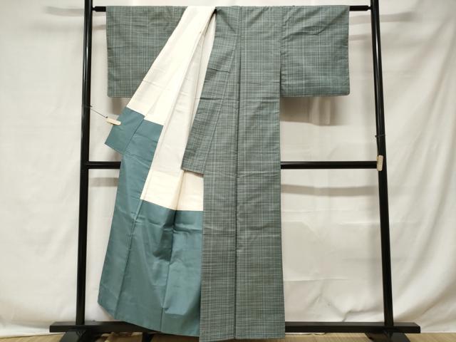 平和屋着物■上質な紬 格子 正絹 逸品 未使用 CABE1754ev