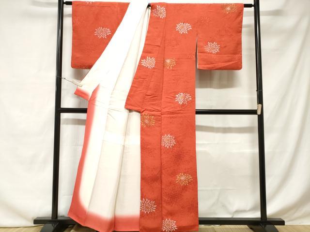平和屋着物■上質な小紋 寿光織 菊 金銀糸 正絹 逸品 CABE1799ev