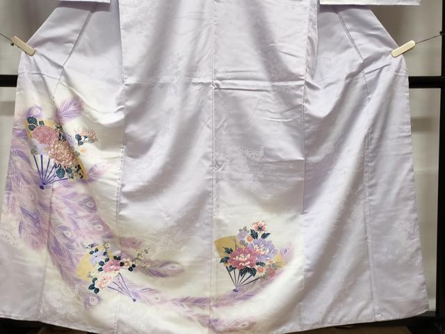 平和屋着物■訪問着 孔雀羽 扇面花文 暈し染め 金彩 正絹 逸品 CABE1896ev