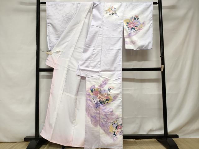 平和屋着物■訪問着 孔雀羽 扇面花文 暈し染め 金彩 正絹 逸品 CABE1896ev