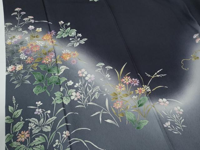 平和屋着物●訪問着 駒刺繍 草花文 暈し染め 正絹 逸品 CABE2027yc