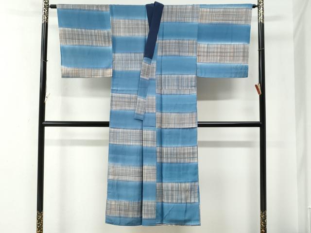 平和屋着物●男性 長襦袢 袷 変わり市松文 暈し染め 正絹 逸品 CABE2074yc