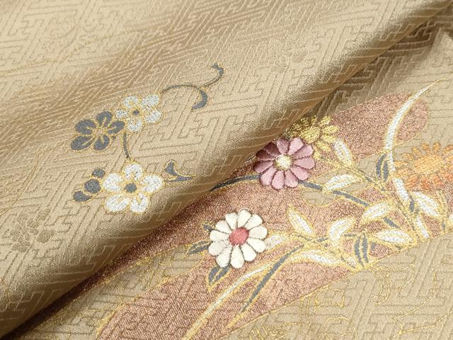 平和屋着物●訪問着 絞り 刺繍 エ霞花唐草文 金彩 正絹 逸品 CABE2101yc