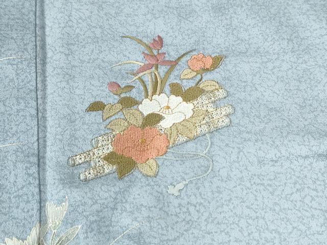平和屋着物●訪問着 刺繍 花筏文 暈し染め 金銀彩 西武百貨店扱い 正絹 逸品 未使用 CABE2103yc