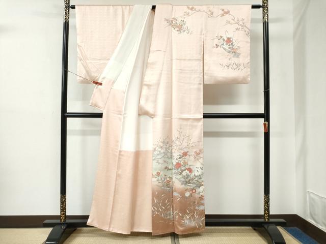 平和屋着物●訪問着 立波舟枝花文 暈し染め 金彩 正絹 逸品 CABE2105yc