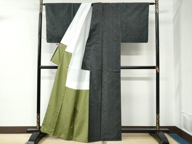 平和屋着物●本場大島紬 9マルキ 花唐草間道 正絹 逸品 未使用 CABE2132yc