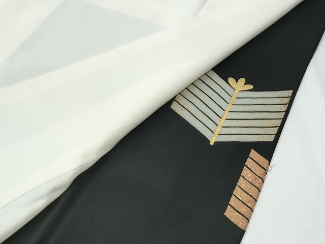 平和屋着物●豪華黒留袖 作家物 駒刺繍 矢羽文 金彩 正絹 逸品 CABE2140yc