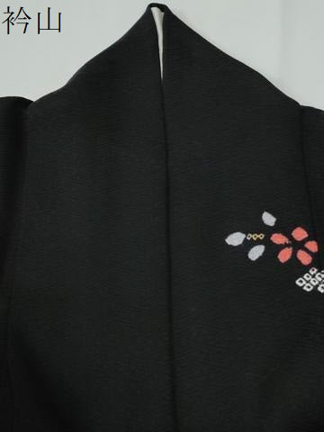 平和屋着物●訪問着 絞り 立波枝花文 黒地 正絹 逸品 CABE2141yc