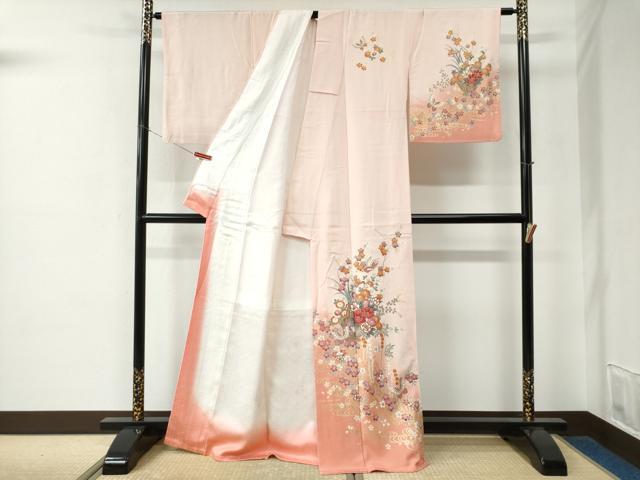 平和屋着物●訪問着 流水網目花蝶文 暈し染め 金彩 正絹 逸品 CABE2190yc
