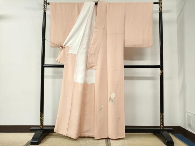 平和屋着物●京加賀友禅 百貫達雄 色無地 枝花文 正絹 逸品 CABE2208yc