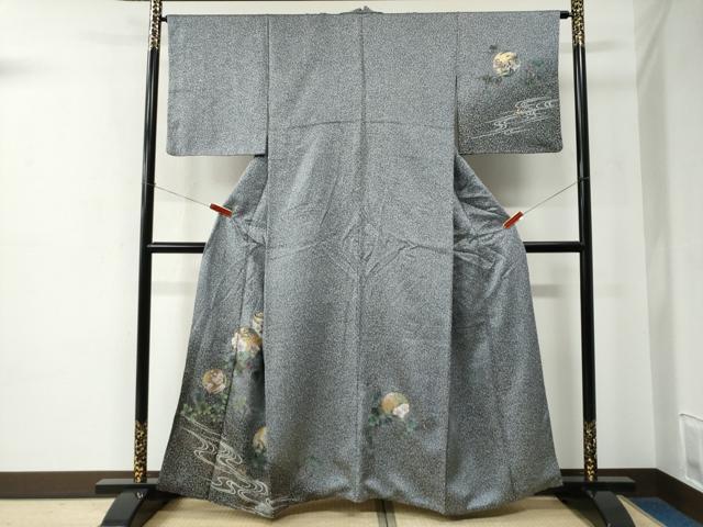 平和屋着物●訪問着 流水飛鶴草花丸文 たたき染め 金彩 正絹 逸品 CABE2232yc