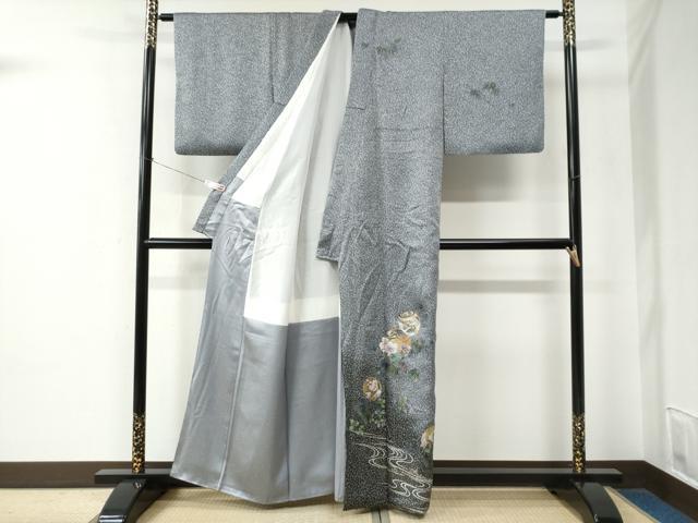 平和屋着物●訪問着 流水飛鶴草花丸文 たたき染め 金彩 正絹 逸品 CABE2232yc
