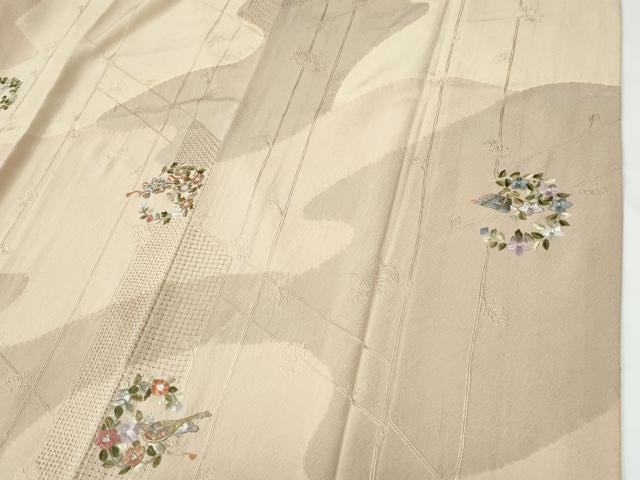 平和屋着物●中国三大刺繍 スワトウ刺繍 総刺繍 訪問着 琵琶 草花文 金糸 正絹 逸品 CABE2239yc