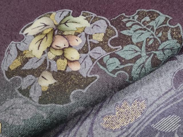 平和屋着物●訪問着 作家物 黄金繭 雪輪流水枝花文 暈し染め 金彩 正絹 逸品 CABE2242yc